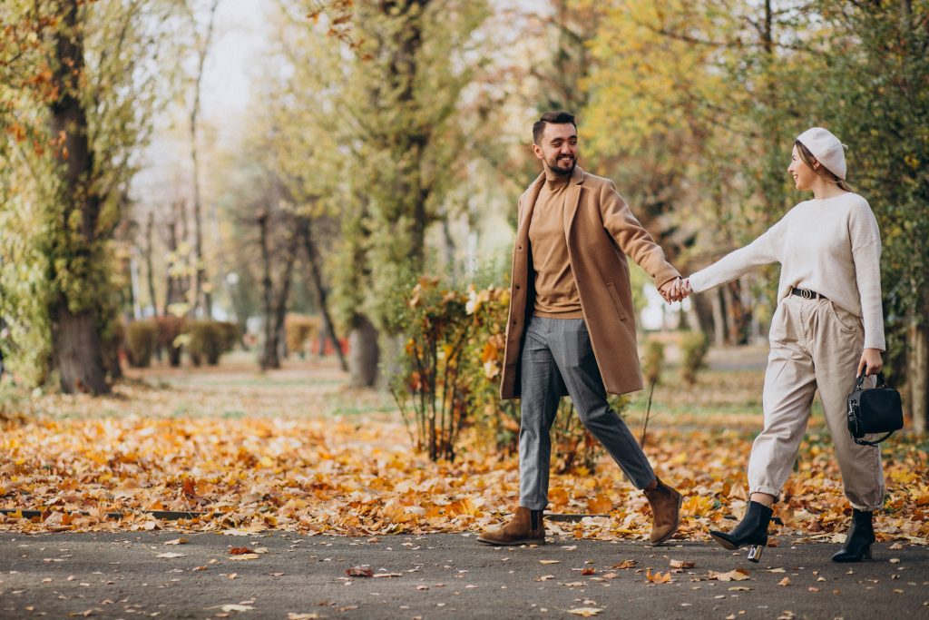 Mature couple walking together peacefully, symbolizing emotional strength for the long haul