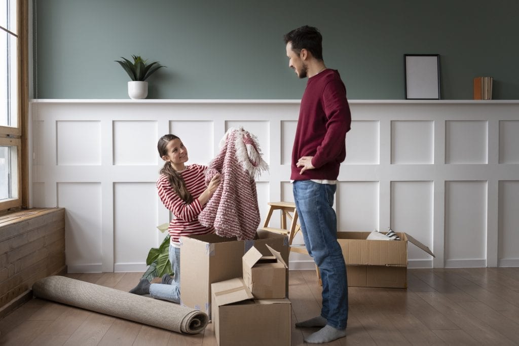 Married couple updating home environment to match evolving relationship.