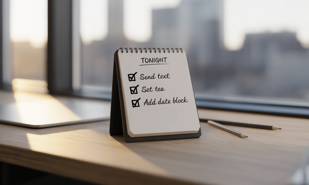 Three small steps-visible and doable-so you start without waiting.