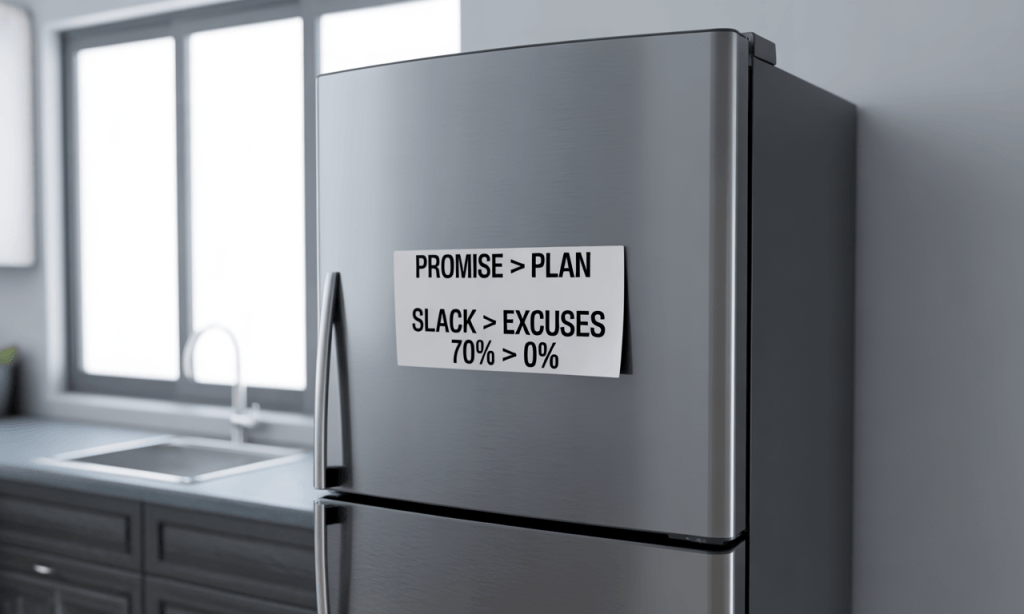Three principles of Crisis-Proof Your Connection on a kitchen reminder card.