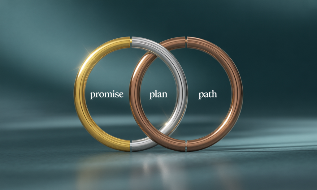 Three-layer route model for marriage: promise, plan, and flexible paths.
