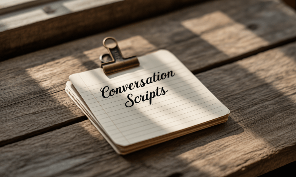 Pocket scripts-gentle, clear lines that replace avoidance with honest engagement.