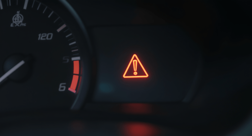 Car warning light symbolizing emotional alerts in a relationship being overlooked due to over-scheduling.