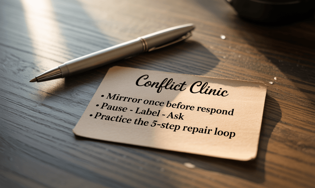Short, structured practice that keeps conflict safe and productive.