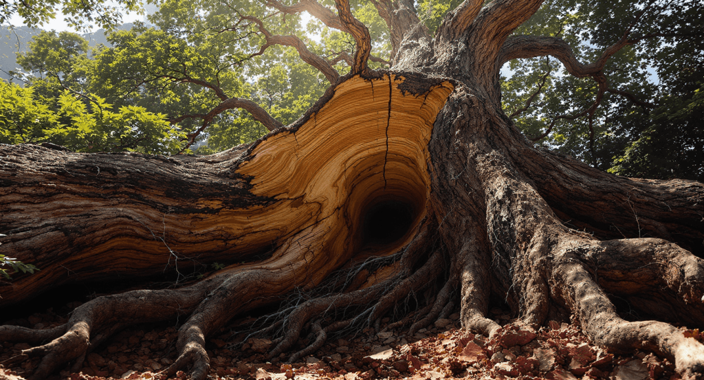 Deep tree roots extending underground, representing unseen strength in a resilient marriage
