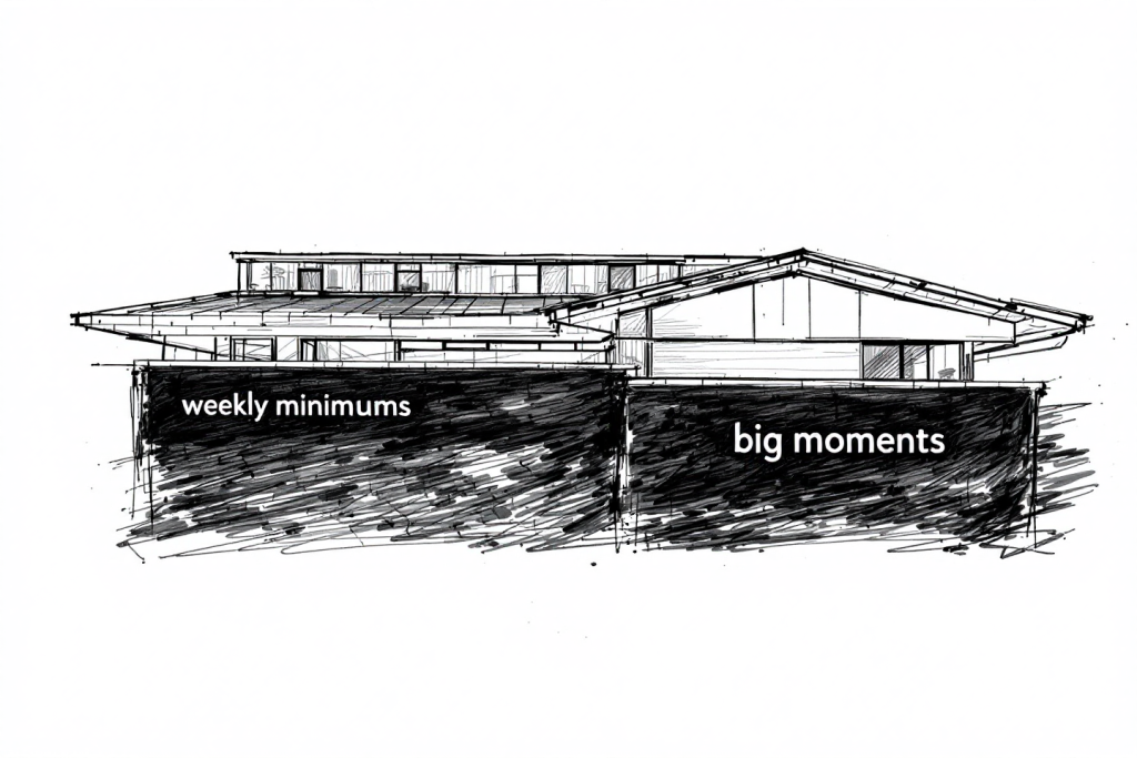 Strong foundations (minimums) support the beautiful moments (ceiling).