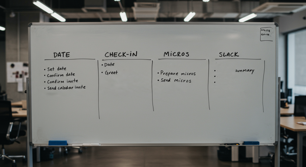 Four-box weekly plan—overshoot goals embedded in a simple system.