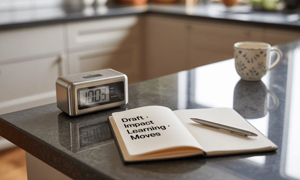 Gentle writing setup with time-boxing to keep the meaning-making process safe and focused.