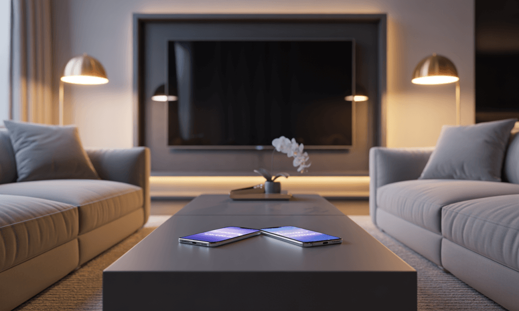 Environment cues disconnection-furniture and screens set the tone.