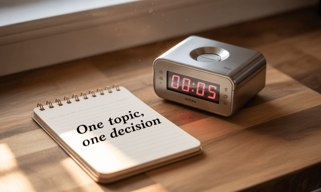 Time-boxed, focused structure to keep tough talks productive.