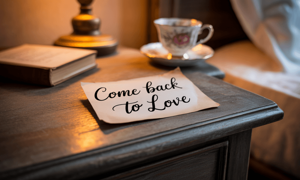Note that says ‘Come back to love,’ reminding couples to return to their values after hard days.