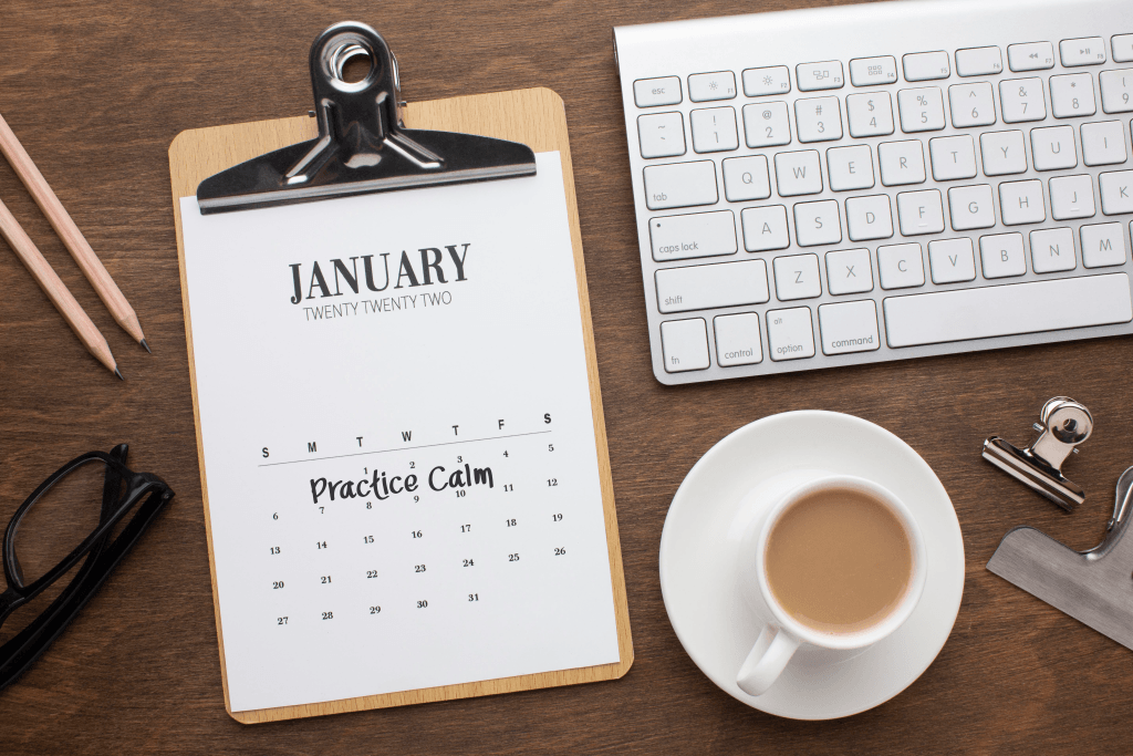 Calendar reminder to practice calm, symbolizing intentional emotional preparation in marriage.