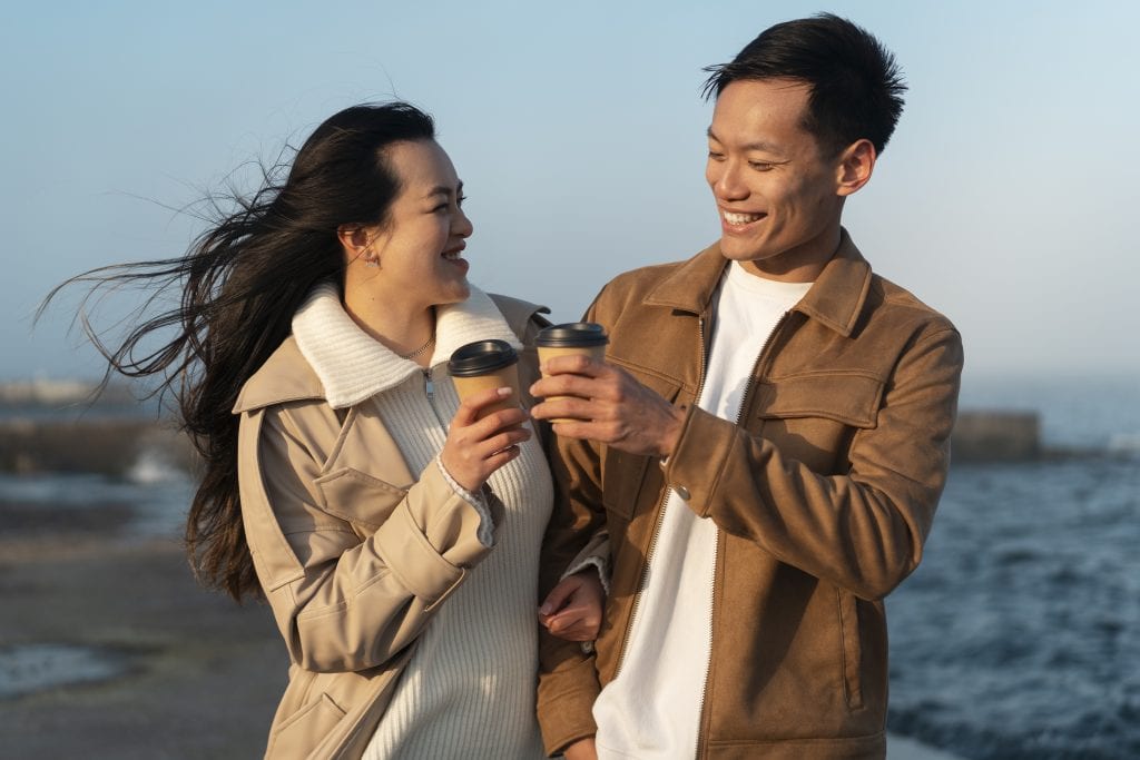 Married couple having morning coffee together, showing the power of small consistent habits in resilient marriages