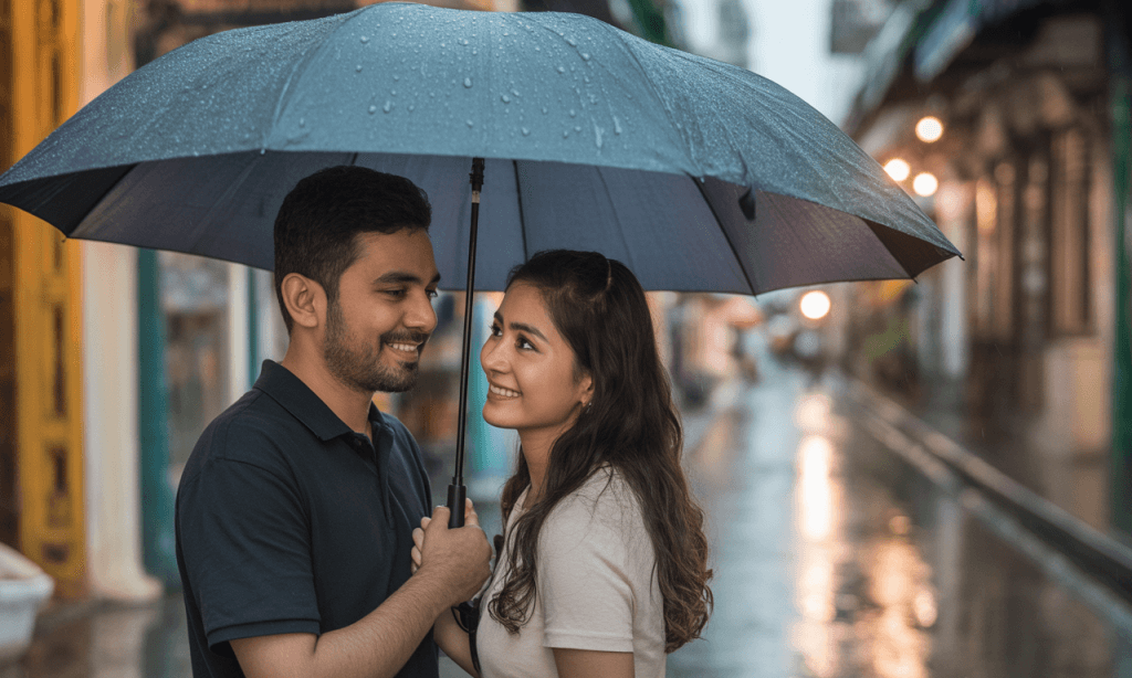 Two people sharing one umbrella and adjusting course—Crisis-Proof Your Connection in everyday storms.