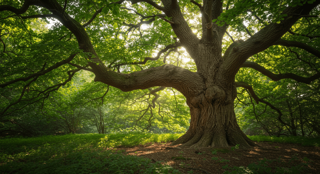 Curved tree trunk, symbolizing how love can grow through unexpected twists in a marriage