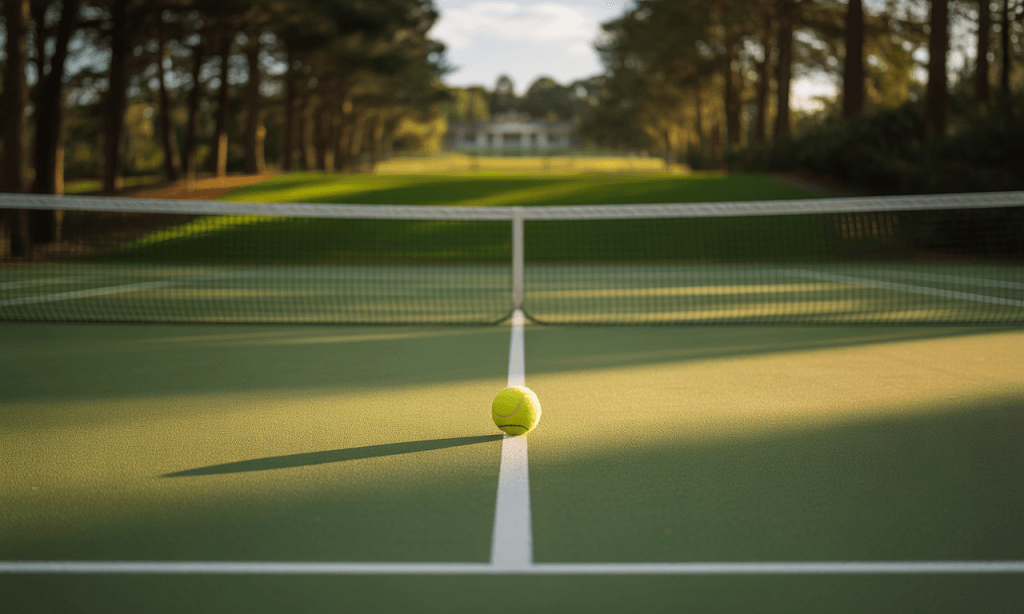 Tennis net separating two sides, representing emotional boundaries in marriage.