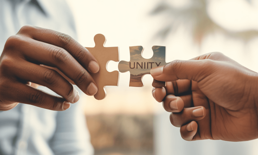 Hands connecting puzzle pieces, representing building a strong marriage through respectful communication.
