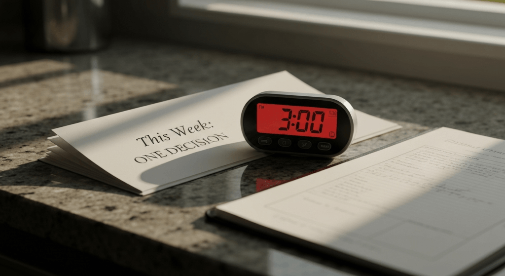 Time-boxed budgeting with a single decision to keep safety and momentum.
