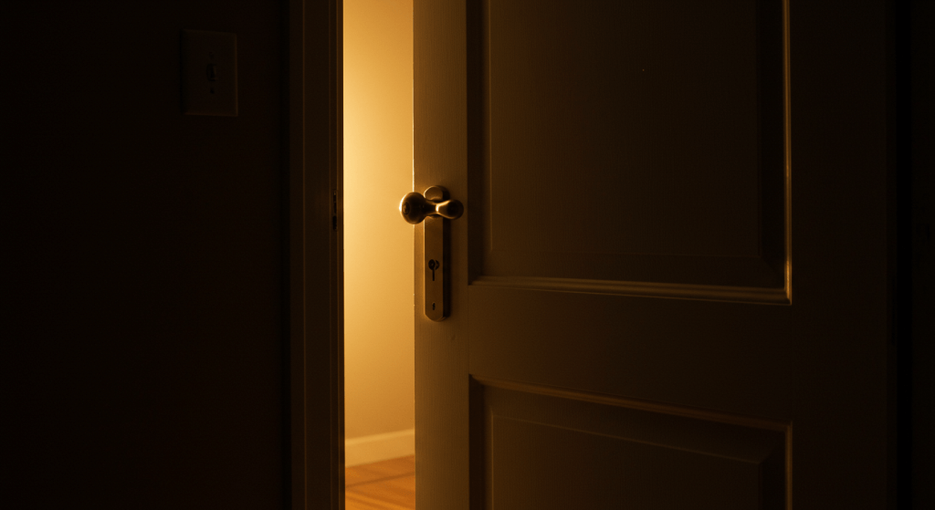 Open door letting in light, representing taking a break during a difficult marital discussion.