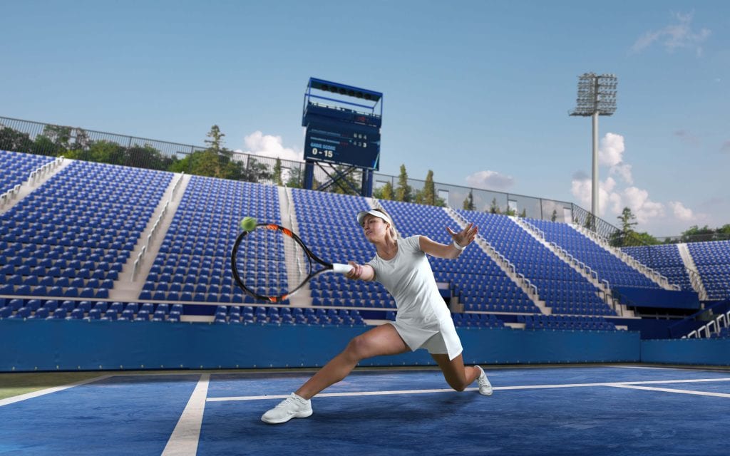 Player making a gentle return shot, symbolizing a measured response to conflict.