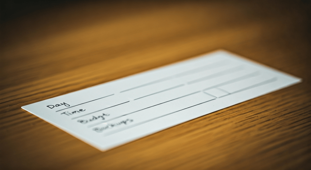 A simple weekly template card makes date night easy to start every time.