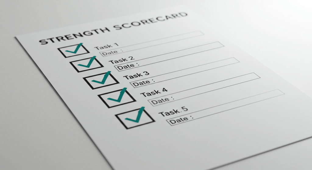 Lightweight tracking sheet that celebrates effort, rhythm, and repair.