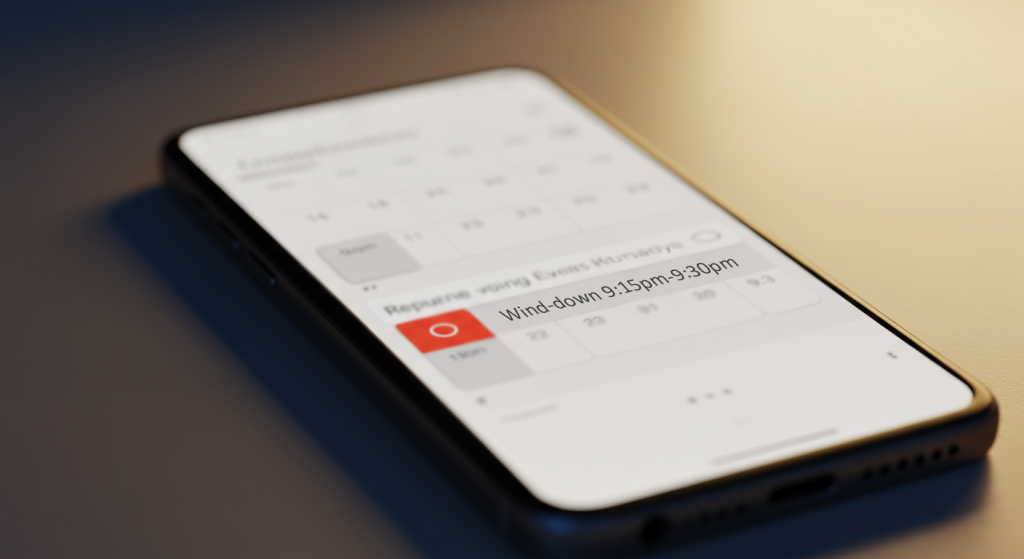 Recurring nightly wind-down on a shared calendar to protect intimacy from time creep.