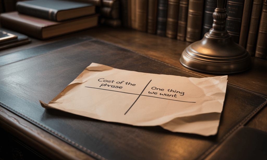 Simple costs-and-desires chart reveals what the We Never Script is stealing from a couple