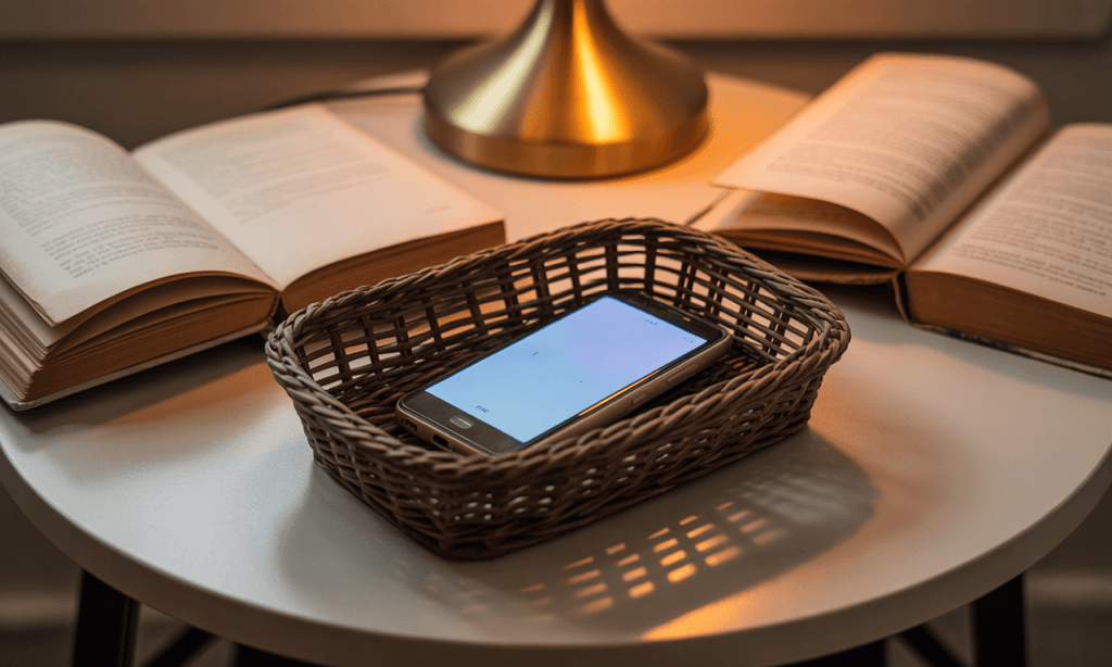 phone basket ritual illustrating the offline over online shift during evenings