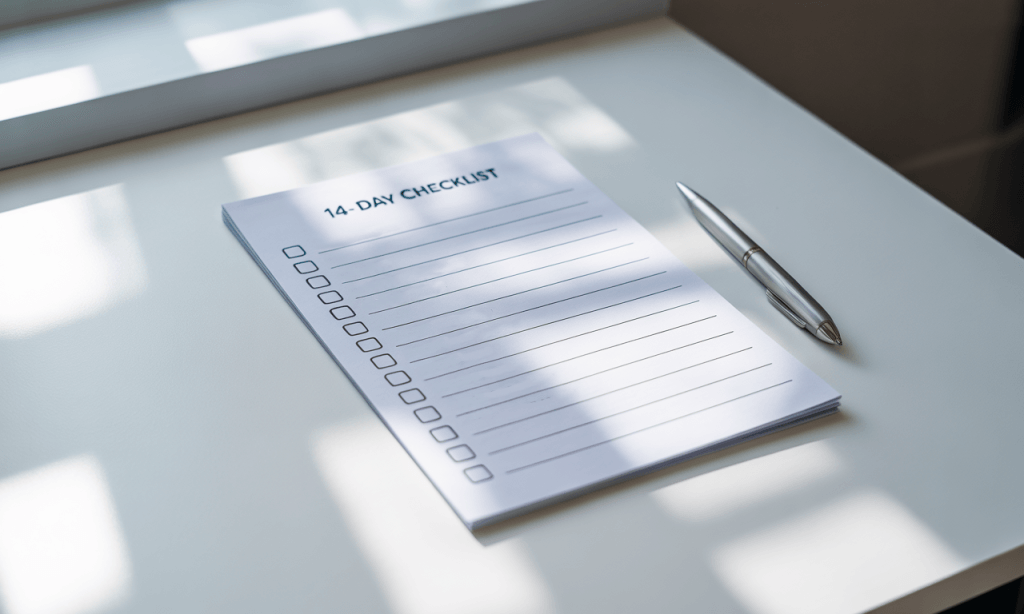 Two-week plan that installs remove-friction/add-thrust habits without overwhelm.