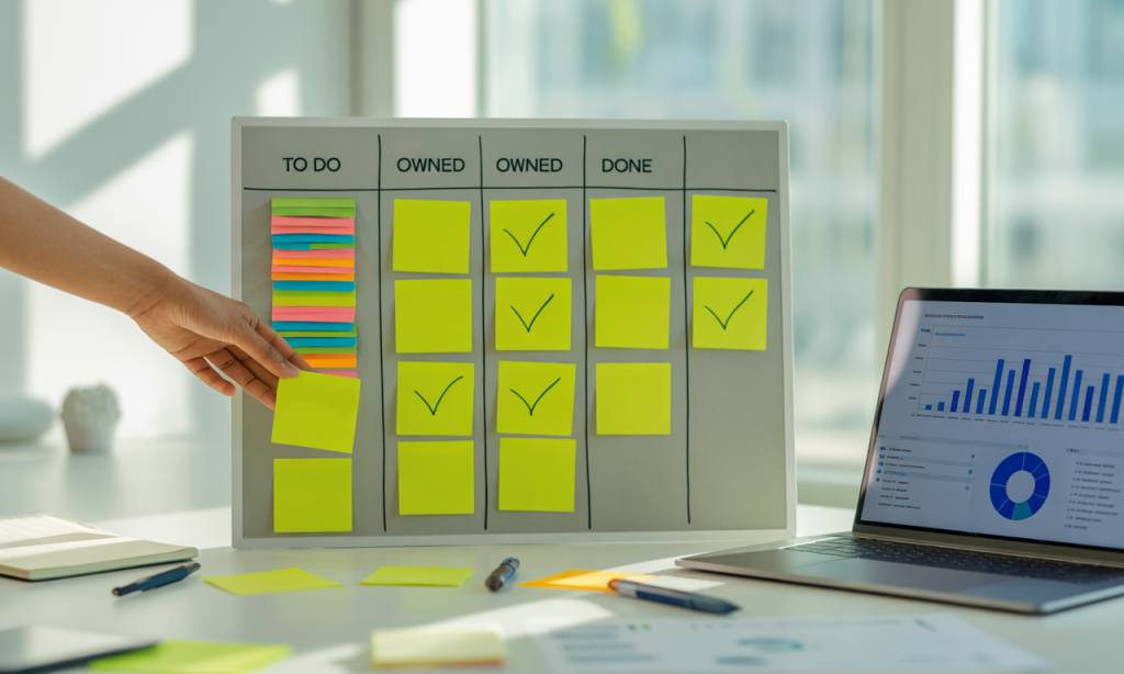 visible task board preventing scorekeeping and clarifying ownership