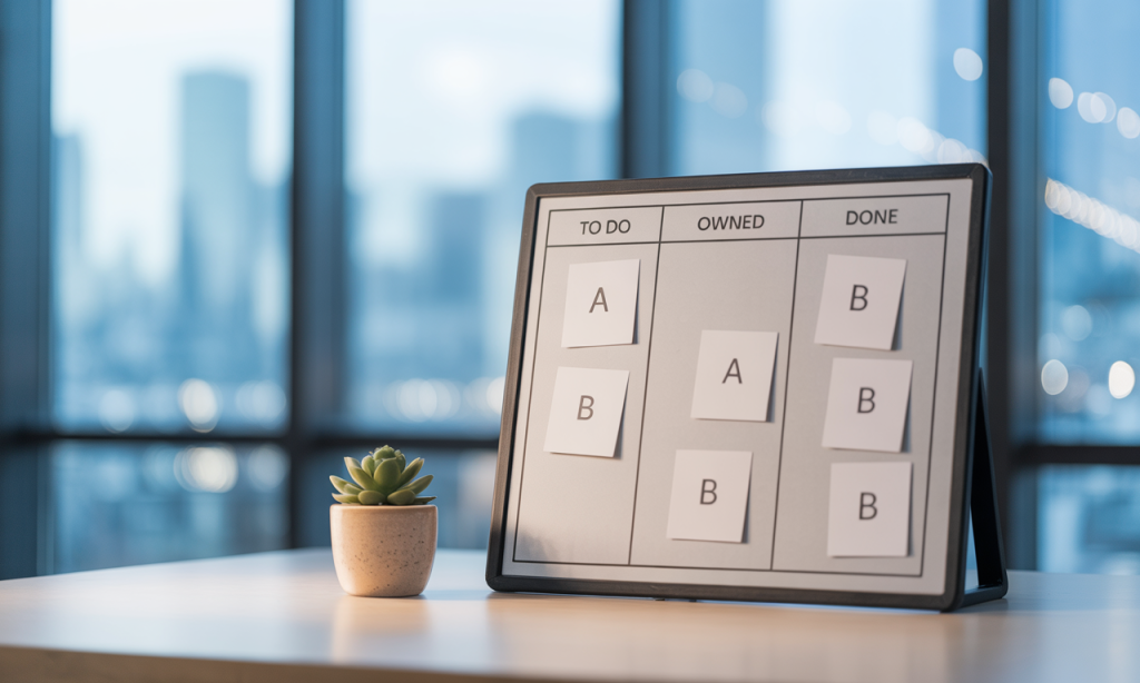 visible task board replacing scorekeeping with clarity to support rebuilding