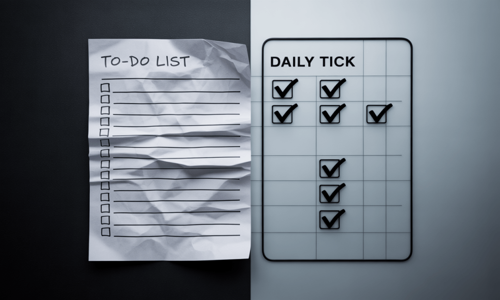 Comparison of fuzzy intentions versus a clean consistency clock marriage tracker with visible progress.