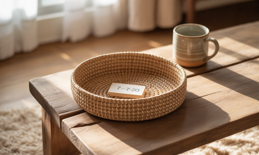 couple phone basket ritual supporting shared minimums for calmer evenings