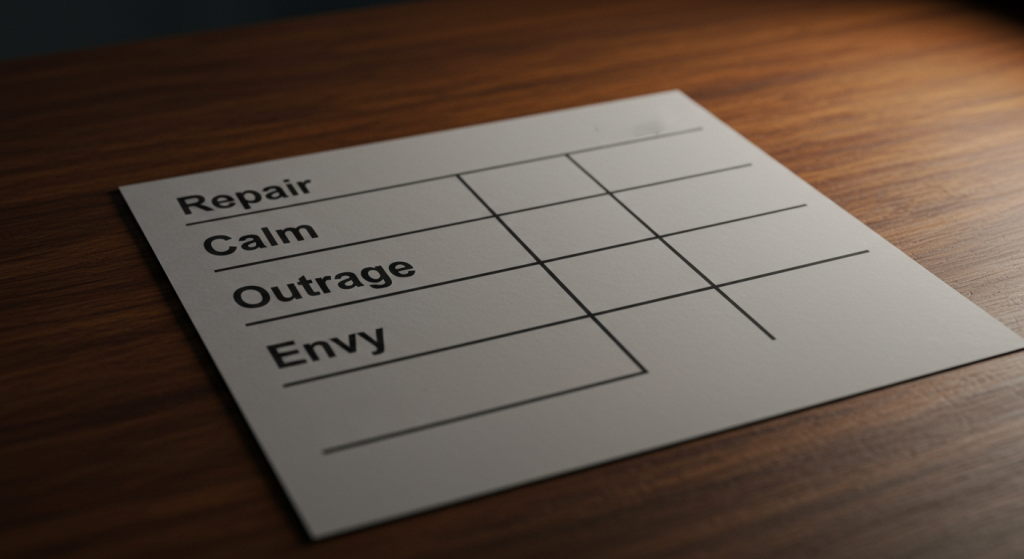 retrain your feed audit sheet showing how current posts shape mood and conflict tone