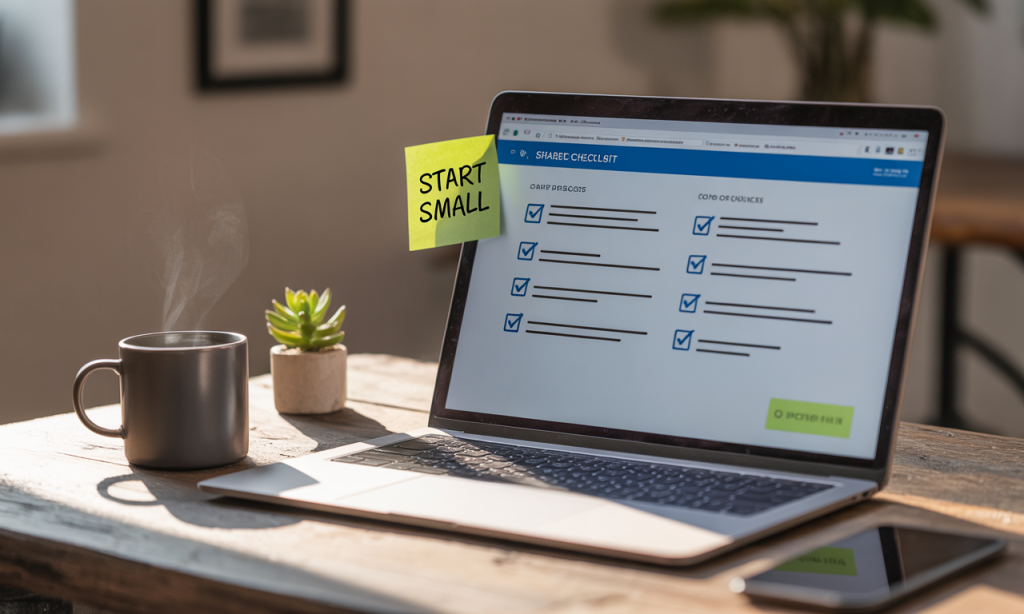starting beyond 50/50 solo with a simple shared checklist and invitation