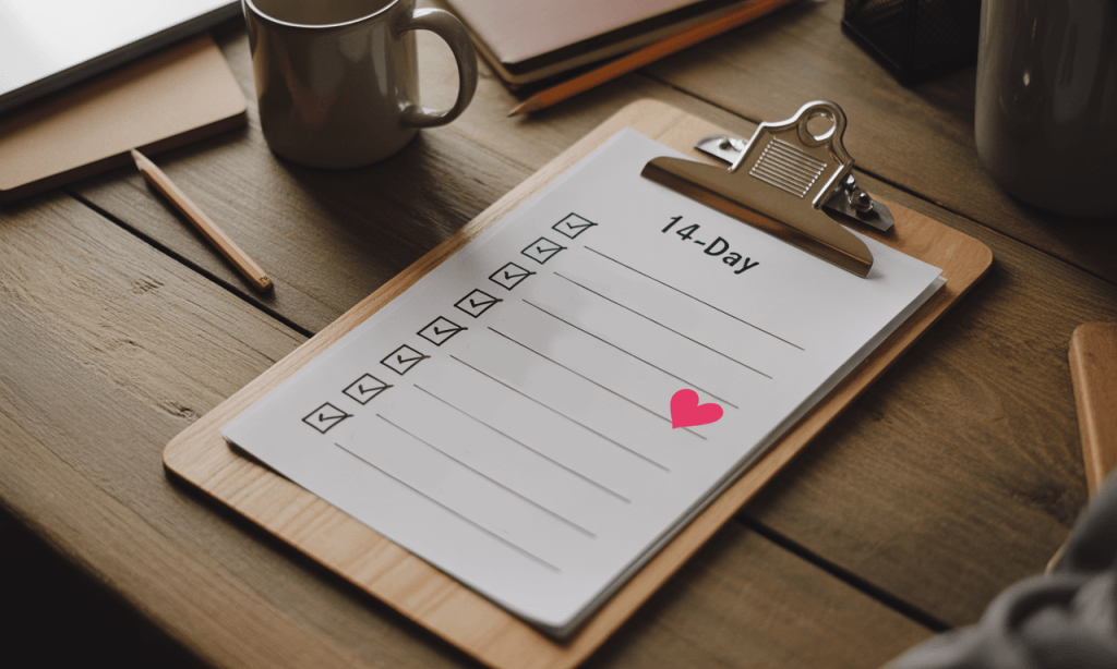 Two-week plan for installing and stabilizing a consistency clock marriage routine.