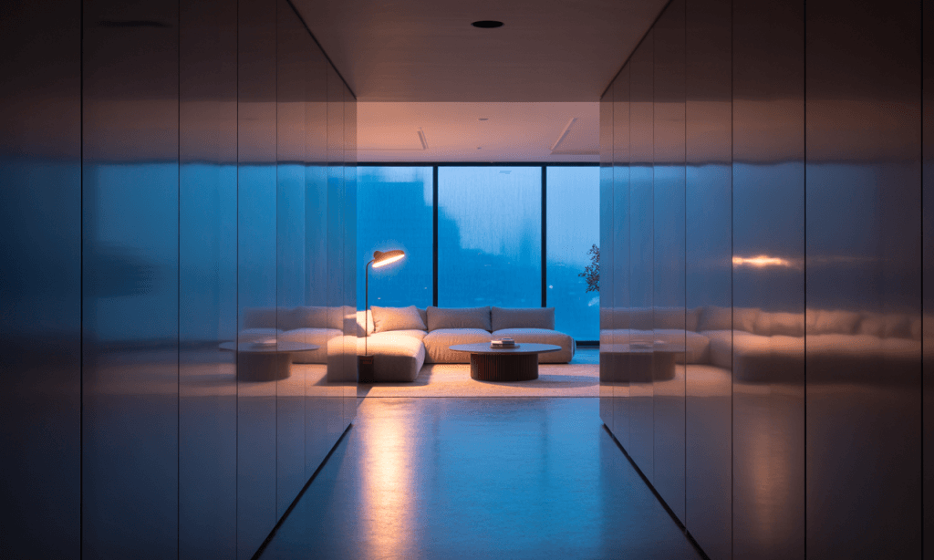 Visual metaphor of the long hallway problem contrasted with a warm, safe meeting space.