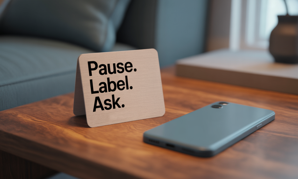 trigger to teacher reminder card supporting calm choices when feeds get heated