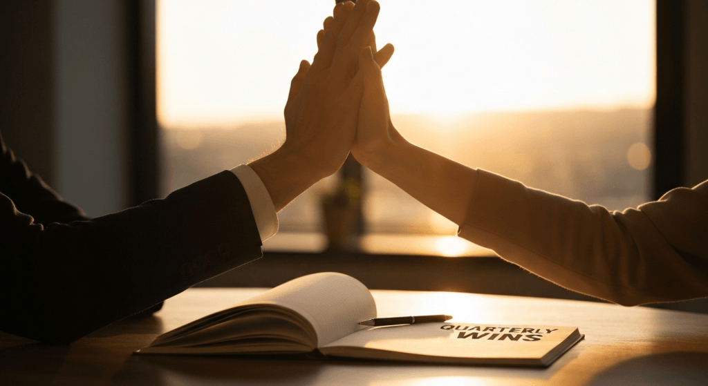When yes stays yes-shared celebration after a quarter of aligned decisions.