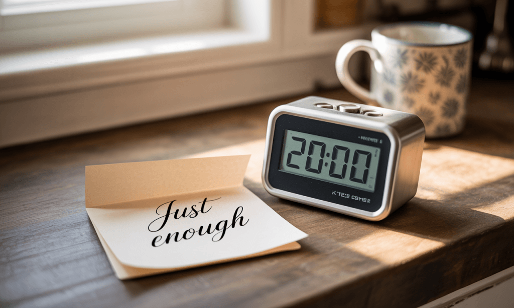 Kindness in pacing-short timer for a gentle first with soft edges