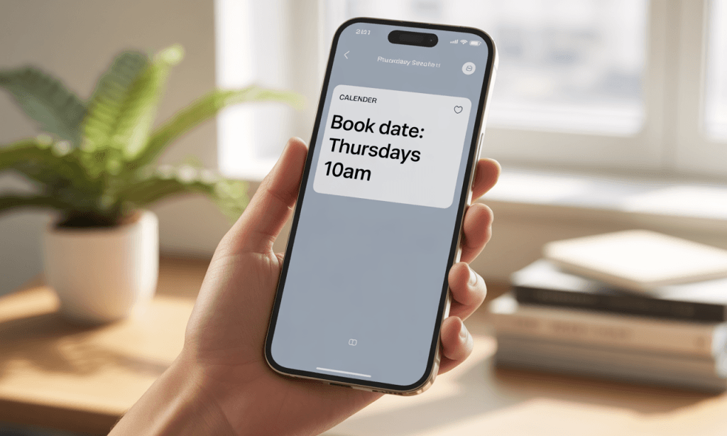 We Learn Fast couple adding a calendar reminder to prevent another missed reservation