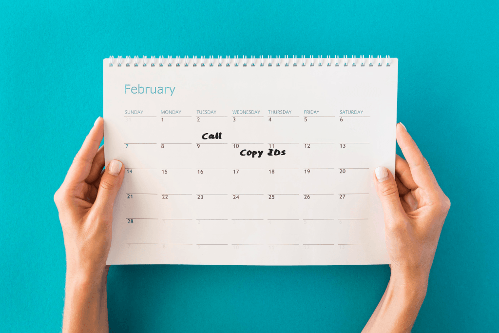low-key planning calendar for achievable next steps in safety planning