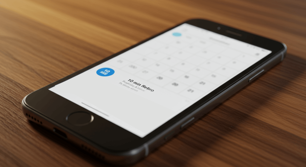 We Learn Fast weekly retro scheduled as a recurring calendar ritual