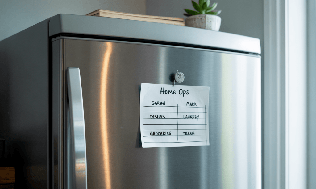 Rotating responsibilities help remove the Single Point of Failure Spouse by normalizing shared admin.