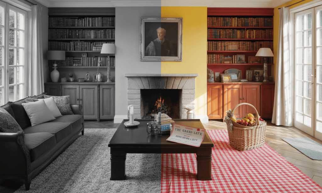 Stability without stagnation-small novelty adds contrast to an already cozy home