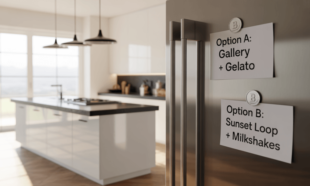 Decision-light planning-A/B menu and coin flip make firsts easy to start