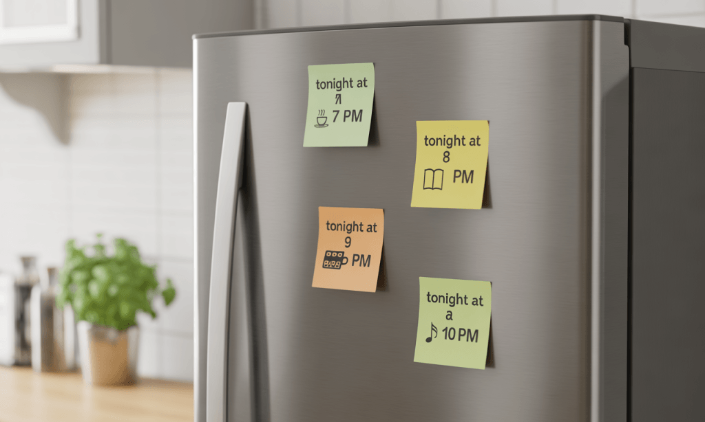 Refrigerator commitments translate We Never Script swaps into concrete actions