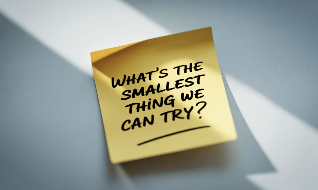 sticky note prompting couples to choose the smallest effective habit