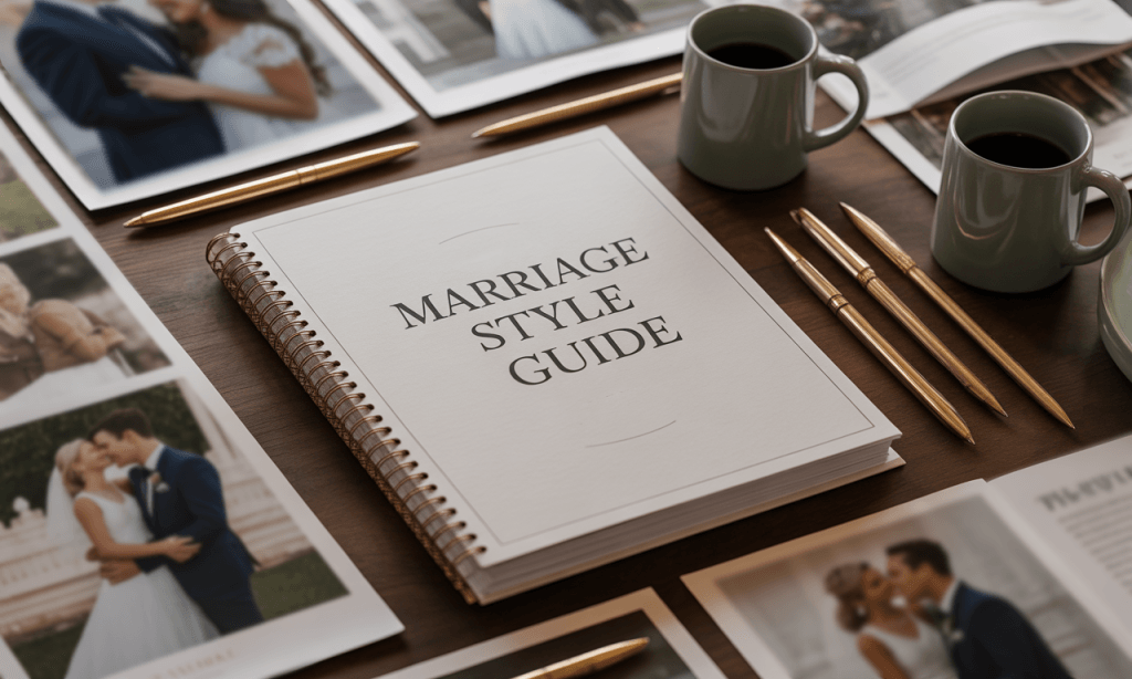 Example of a completed marriage style guide capturing a couple’s tone, rituals, and boundaries.
